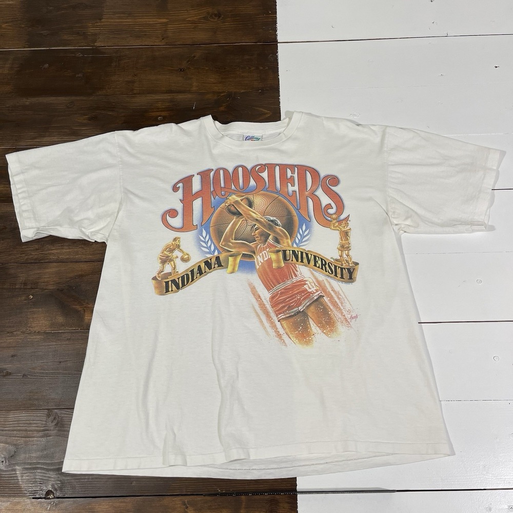 Vintage 90S University Of Indiana Hoosiers T-Shirt Mens 2XL RARE BIG LOGO